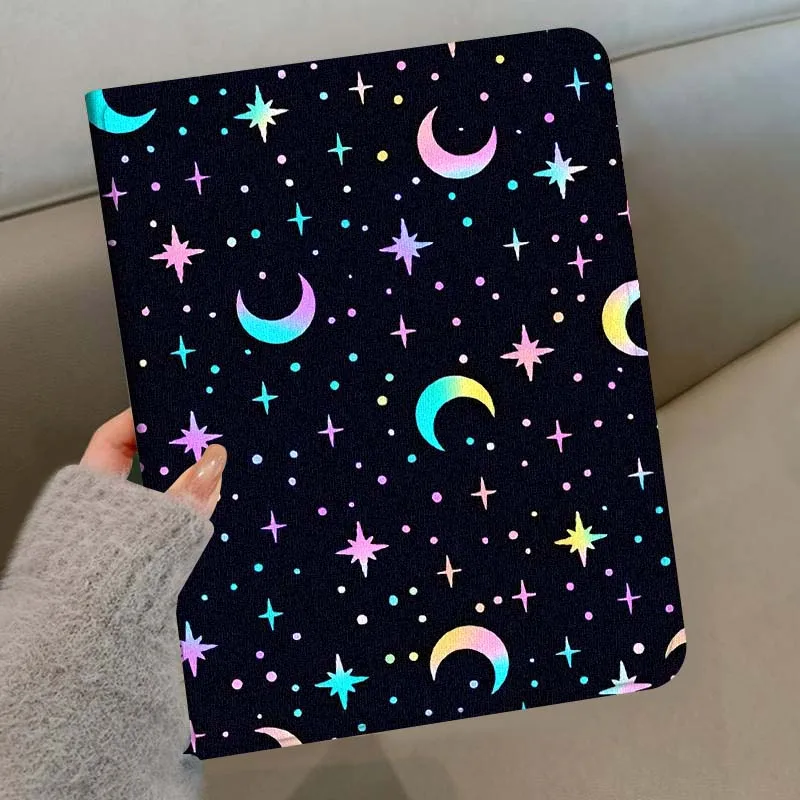 Cartoon Starry Moon Pattern Case For Samsung Galaxy Tab S7 S8 S9 S10 S11 A7 A8 A9 A11 FE Lite Plus Soft Tablet Case Cover