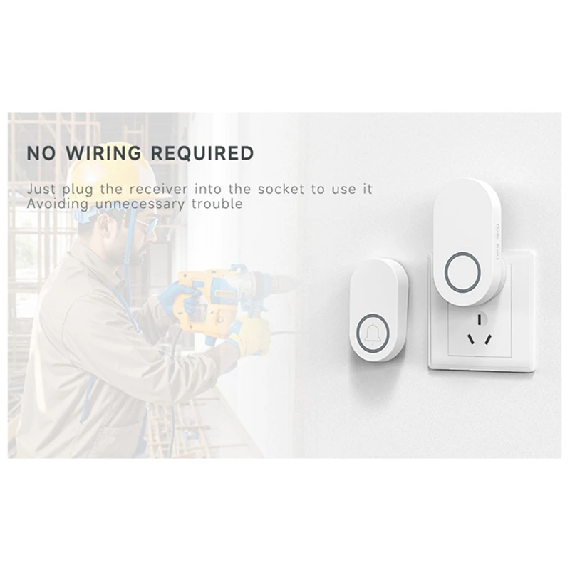 New Wireless Outdoor Doorbell Smart Home Doorbell 60 Ringtones Loud Volume Home Welcome Waterproof No Wiring EU-PLUG
