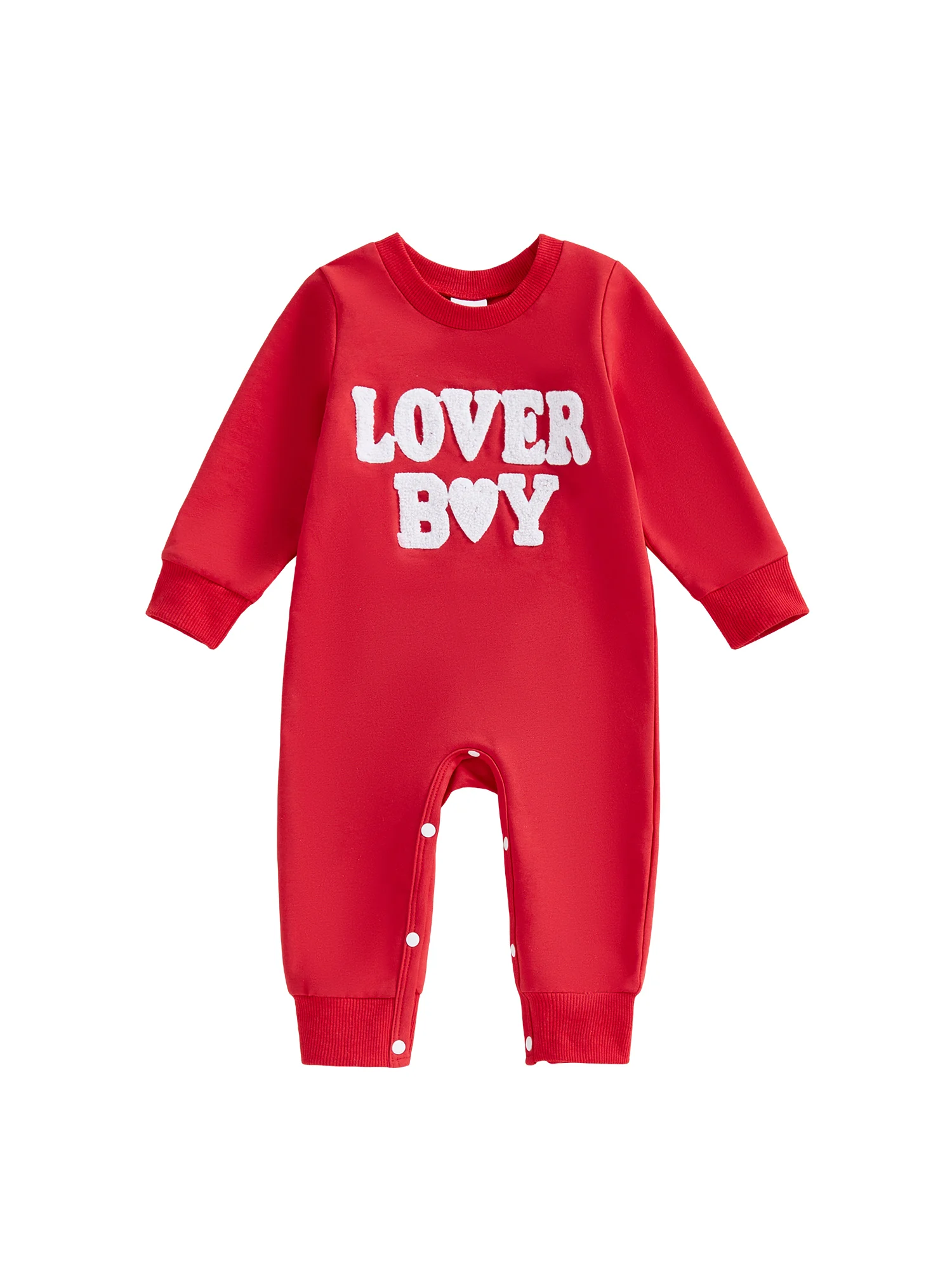 

Adorable Baby Boy Romper with Stylish Embroidered Design Comfortable Crew Neck and Long Sleeves for Valentine s Day