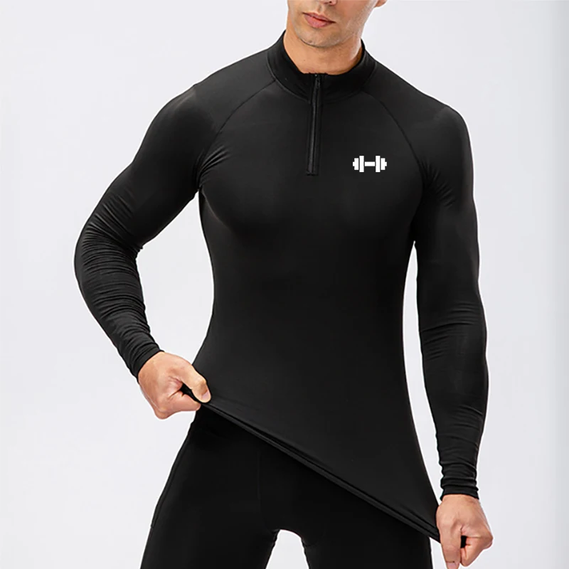Herren-Laufshirt, langärmelig, feuchtigkeitsableitend, schnell trocknend, sportliche Trainings-T-Shirts, Kompressions-Fitness, schnell trocknende T-Shirts