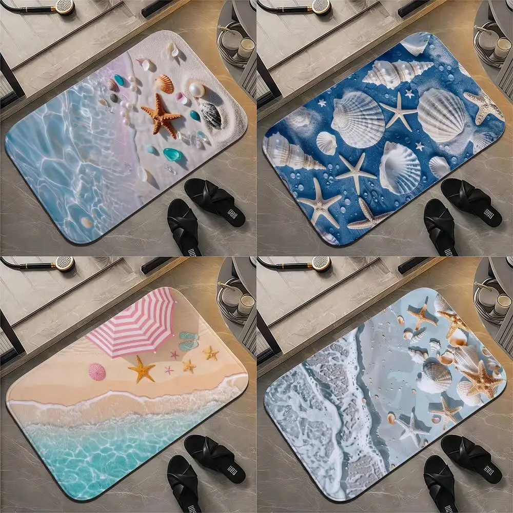 

Beach Waves Floor Mat Printed Large Carpets Room And Bedroom Carpets Bathroom Anti Slip Door MATS Small Carpets
