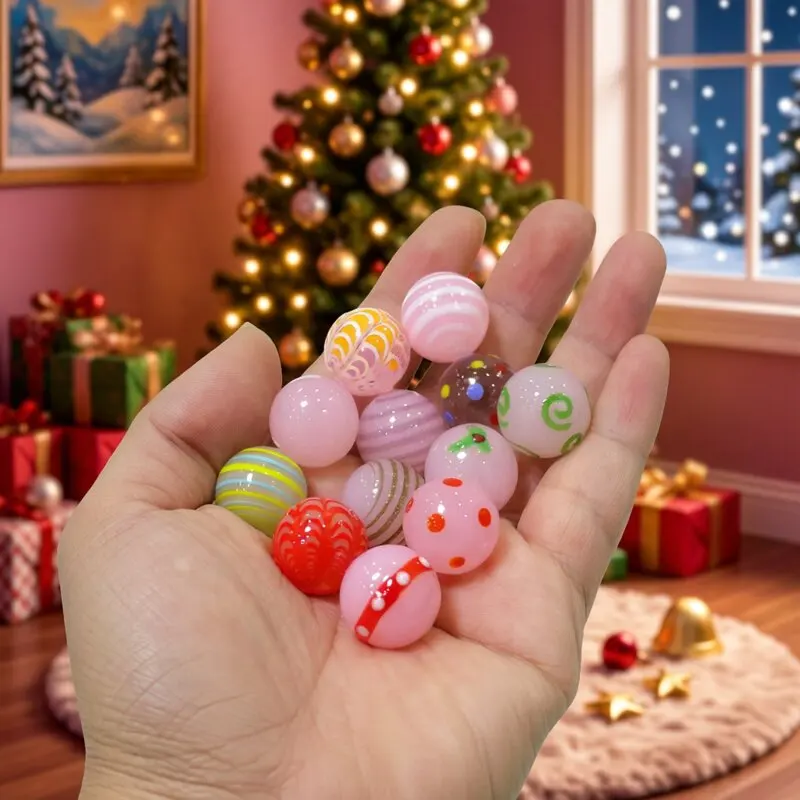 New 18mm Lovely Pink Handmade Glass Marbles Ball Ornaments Kids Marble Run Game Solitaire Toy Vase Filled Fish Tank Home Decor