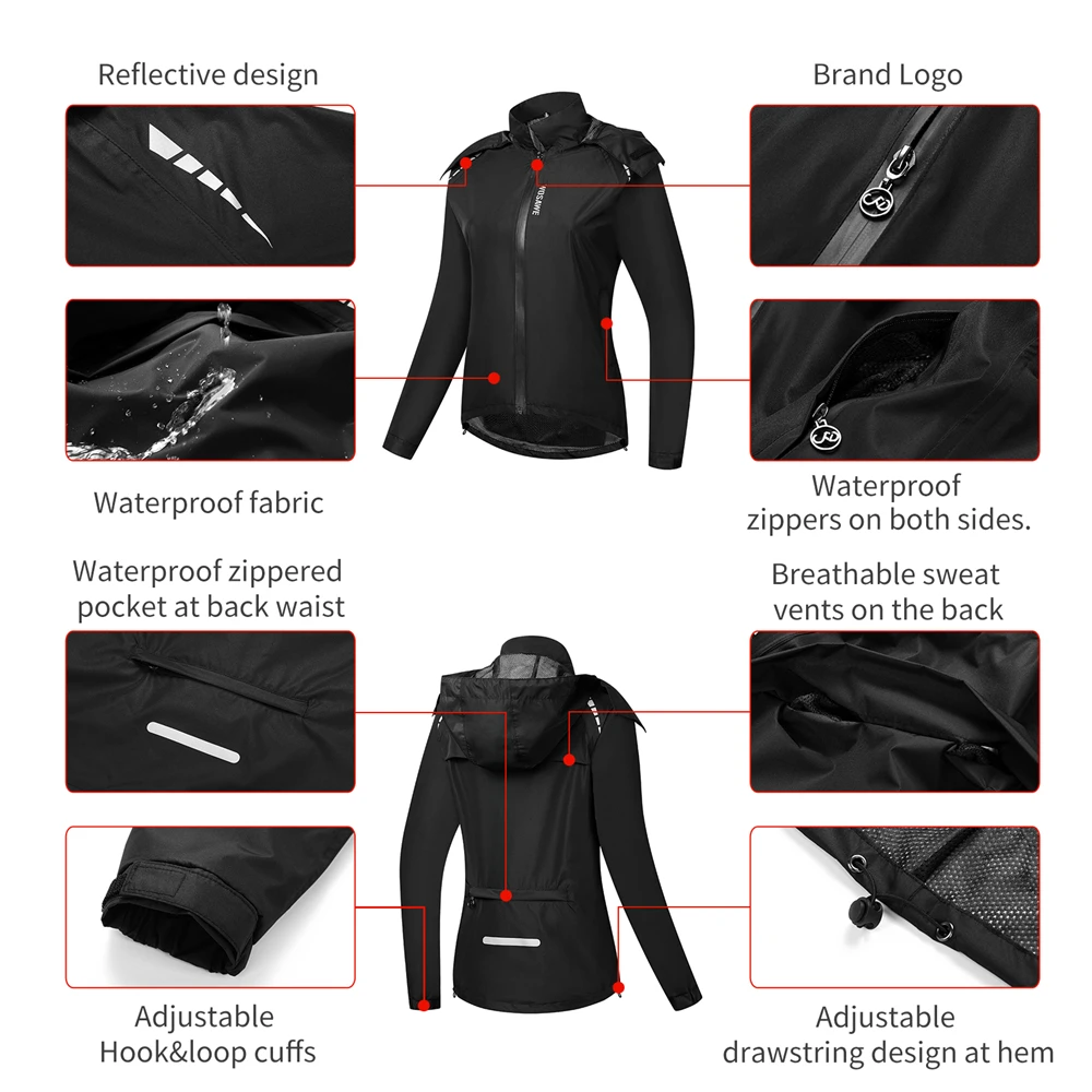 WOSAWE Impermeable Raincoat Women Motorcyclist Waterproof Rain Coat Motorcycle Rainstorm Prevention Jacket Breathable Reflective