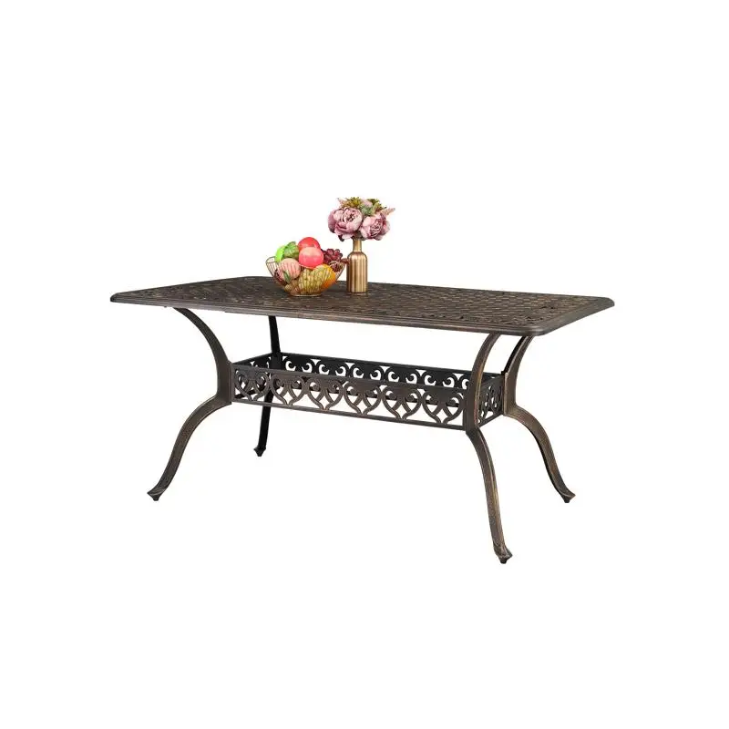 Tavolo da tavolo in alluminio pressofuso da giardino con mosaico da tavolo da 59 pollici, finitura bronzo