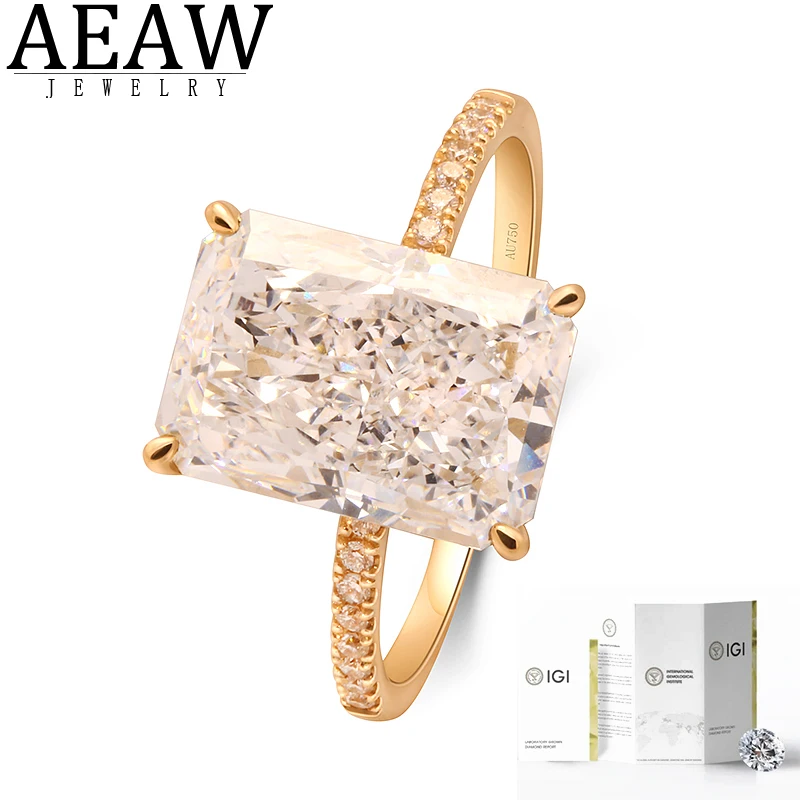 

AEAW 100% 14k yellow Gold 5CT DEF Color VVS Radiant Cut CVD HPHT Lab Grown Diamond Engagement Ring IGI Certificate