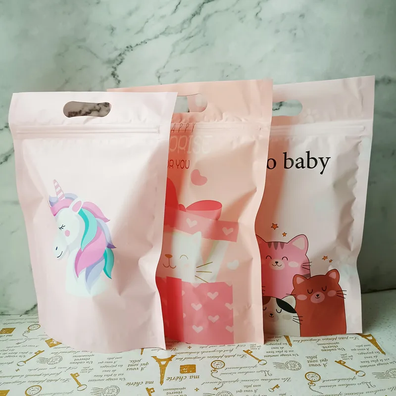 Cartoon Plastic Zipper Candy Bags Ziplock Cookie Gift Packaging Self Stand Biscuits Chrismas Wedding Favor Storage Bag