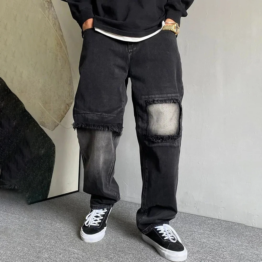 

Mens Jeans Ripped Tassel Casual Pants Autumn Streetwear Fashion Niche Campus All-Match Wide-Leg Pants Men'S Clothing 2025 New