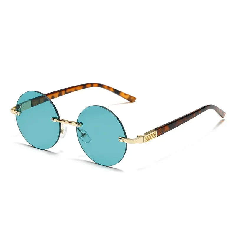 Fashion Classic Rimless Sunglasses Women Men Crystal Dark Green Lens Sun Glasses Retro Round Glasses Outdoor Driving Eyeglasses image 4