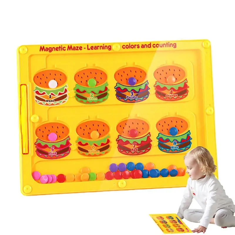 Magnetic Sorting Board Education Toys Fine Motor Skills Puzzle Board Travel Montessori Maze Toys Wooden Magnetic Puzzle Activity