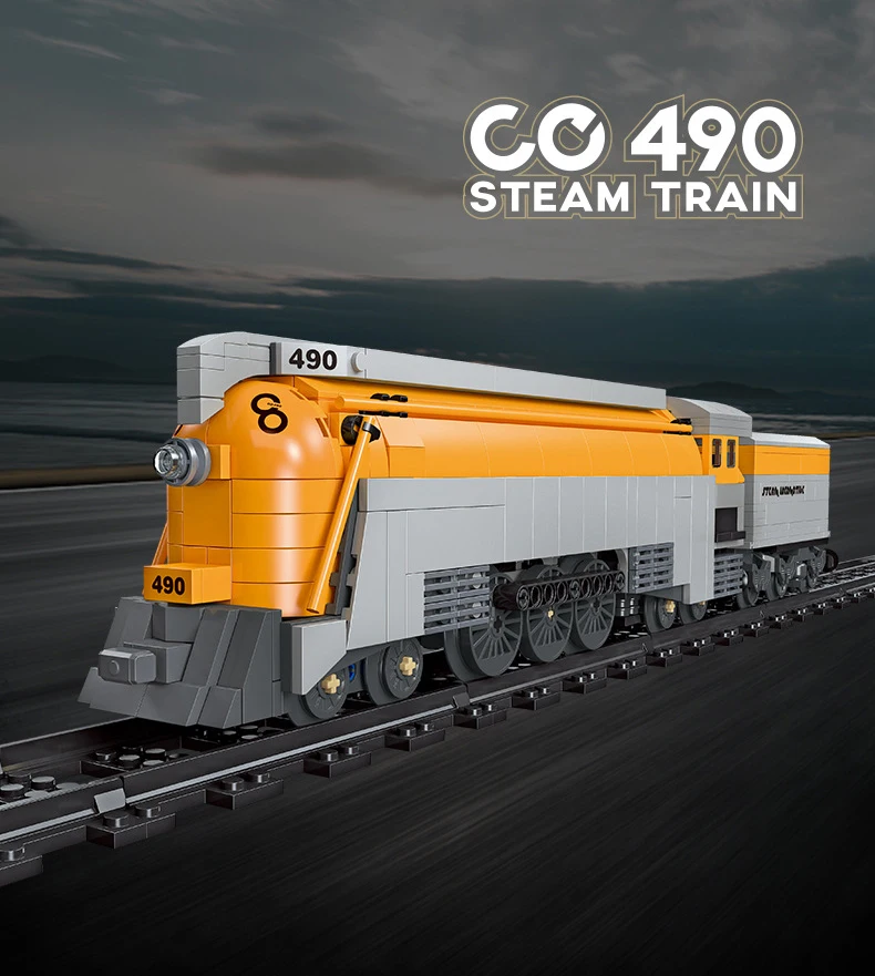 Idea CO490 Baustein-Eisenbahn-Zug-Konstruktionsset, klassische Dampflokomotive, Lernspielzeug, Sammlerstücke, ideal als Geschenk. – Detail 3