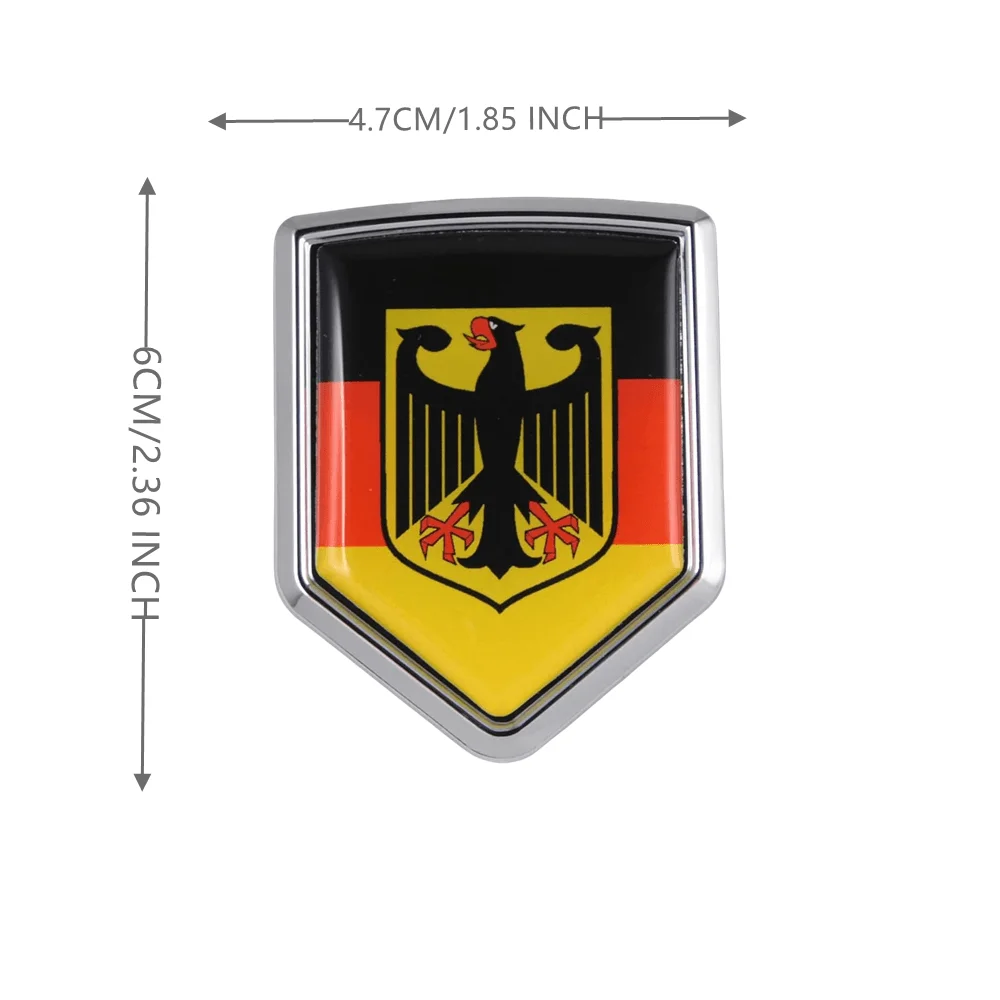Car Chrome Decals CBSHD077 German Decal Germany Flag Car Motorcycle Chrome Shield Shape Emblem 3D Sticker Deutschland