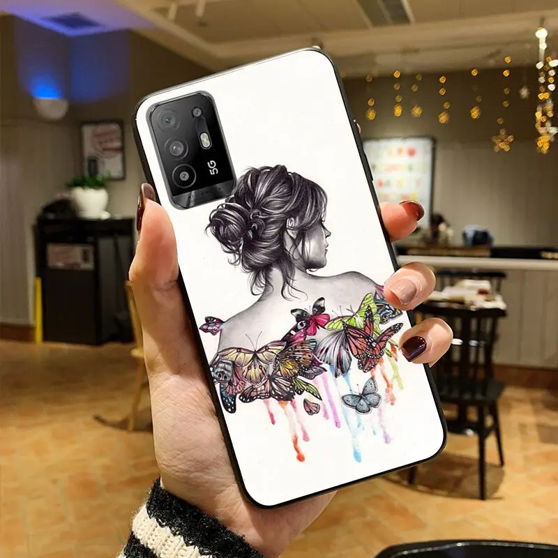 Butterfly Dancing Girl Effect Phone cover For OPPO A94 A74 A9 A5 A53 A73 2020 A57 A76 A96 4G A54 A78 A95 A98 A72 5G Cases coque