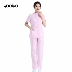 Quick-dry sport medical set high temperature resistance stretcg and comfortable top and pant doctor nurse outfit scrubs uniform