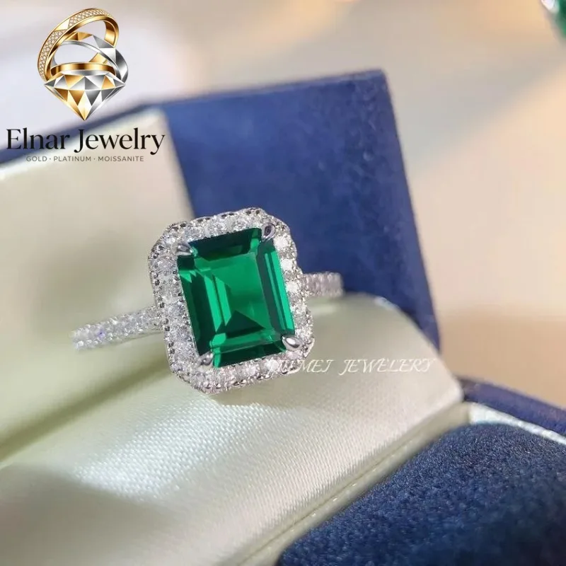 

Elnar Jewelry Luxury Solid Platinum PT950 Women's 3 karat Emerald Cut Moissanite Diamond Ring