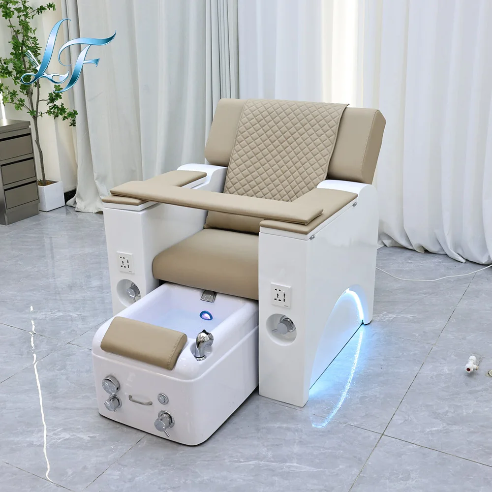 Beauty Salon Electric Pedicure Chair Adjustable Foot Massage Spa Station LED Lights USB And Drain Pump