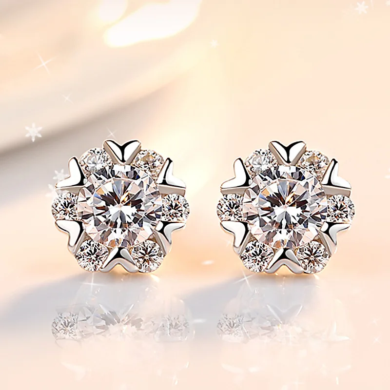 

Buyee 925 Sterling Silver Female Stud Earring Elegant Snowflake Zircon Earring for Women Girl Fashion Party Fine Jewelry Earring