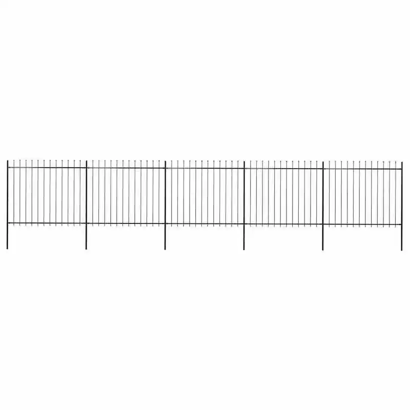 Clôture de jardin en acier à pointe de lance 892,5 x 150 cm noir Structure en acier durable et antirouille, polyvalente comme clôture de jardin ou panneau d'isolation, idéale pour la division des espaces extérieurs.