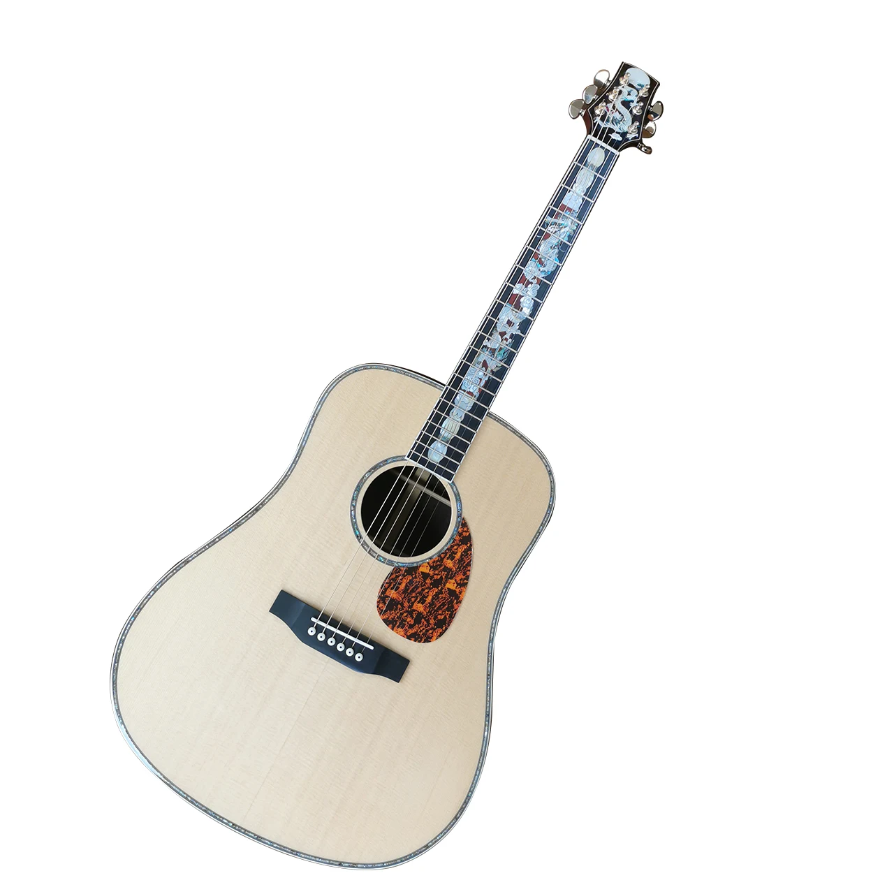 

41 inch D-barrel full solid wood real abalone inlaid acoustic wood guitar