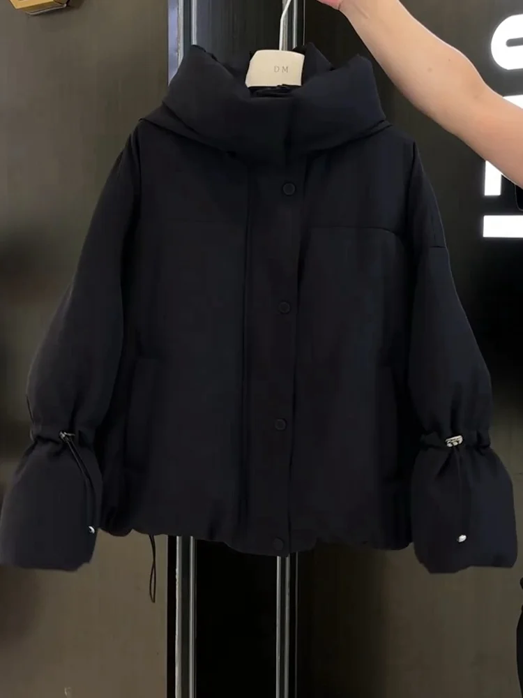 Sli White ort Casaco feminino com capuz Jaet Winter Faionable High-End Feeling Casaco Thi Outerwear Commute Sle Regular...