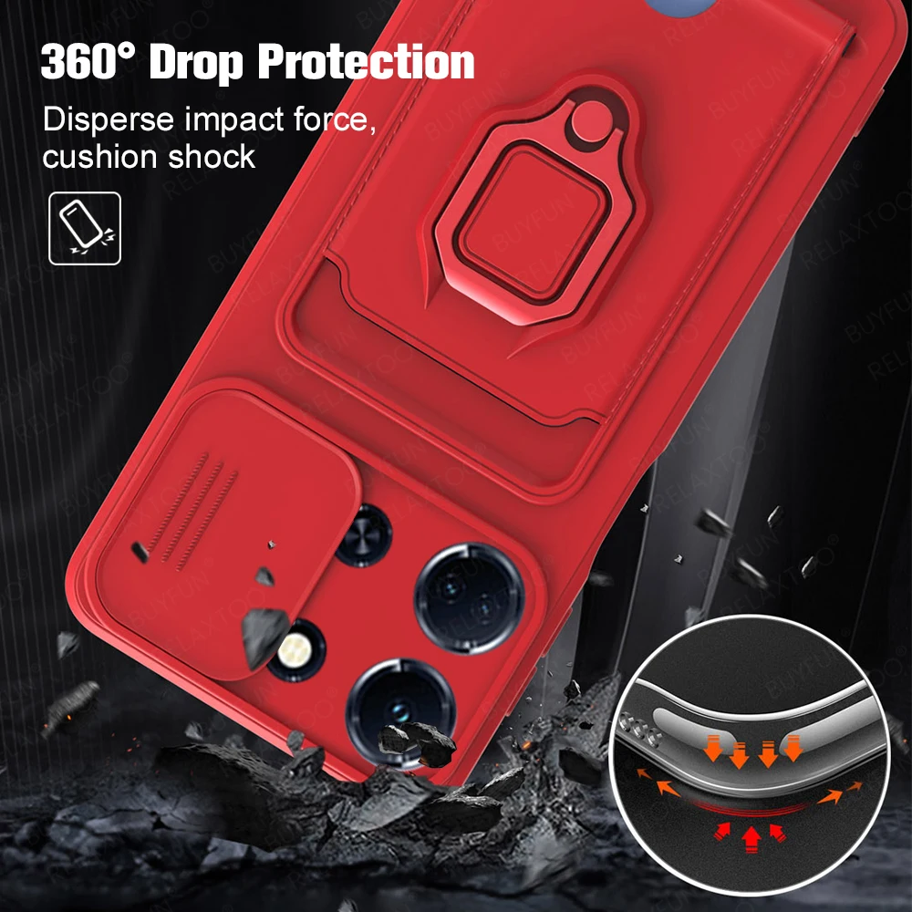 Per Infinix Note 30 4G custodia protettiva per fotocamera Push Pull per Infinix Note30 4g supporto per anello magnetico per auto Anti Drop TPU Soft