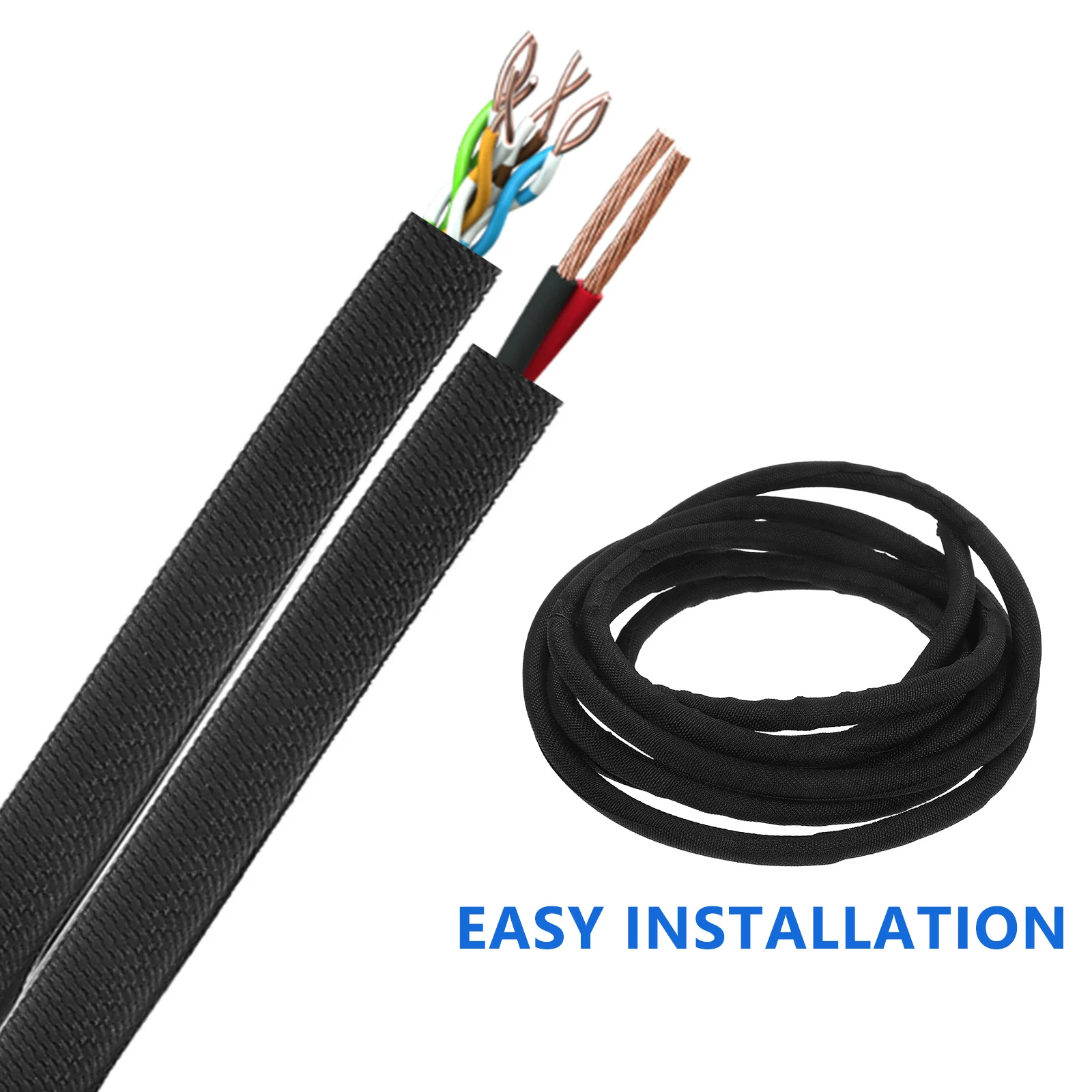 

Polyester Self Wrapping Cable Sleeve Cat Cord Protector Pet Chewing Prevention Wire Organizer for Office Home