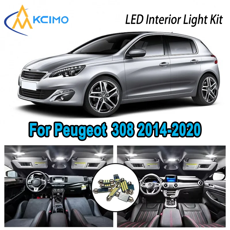 

Premium Bright LED Interior Light Kit for Peugeot 308 2014-2020 2015 2016 2017 Dome Map Trunk Car Lamps with Canbus No Error