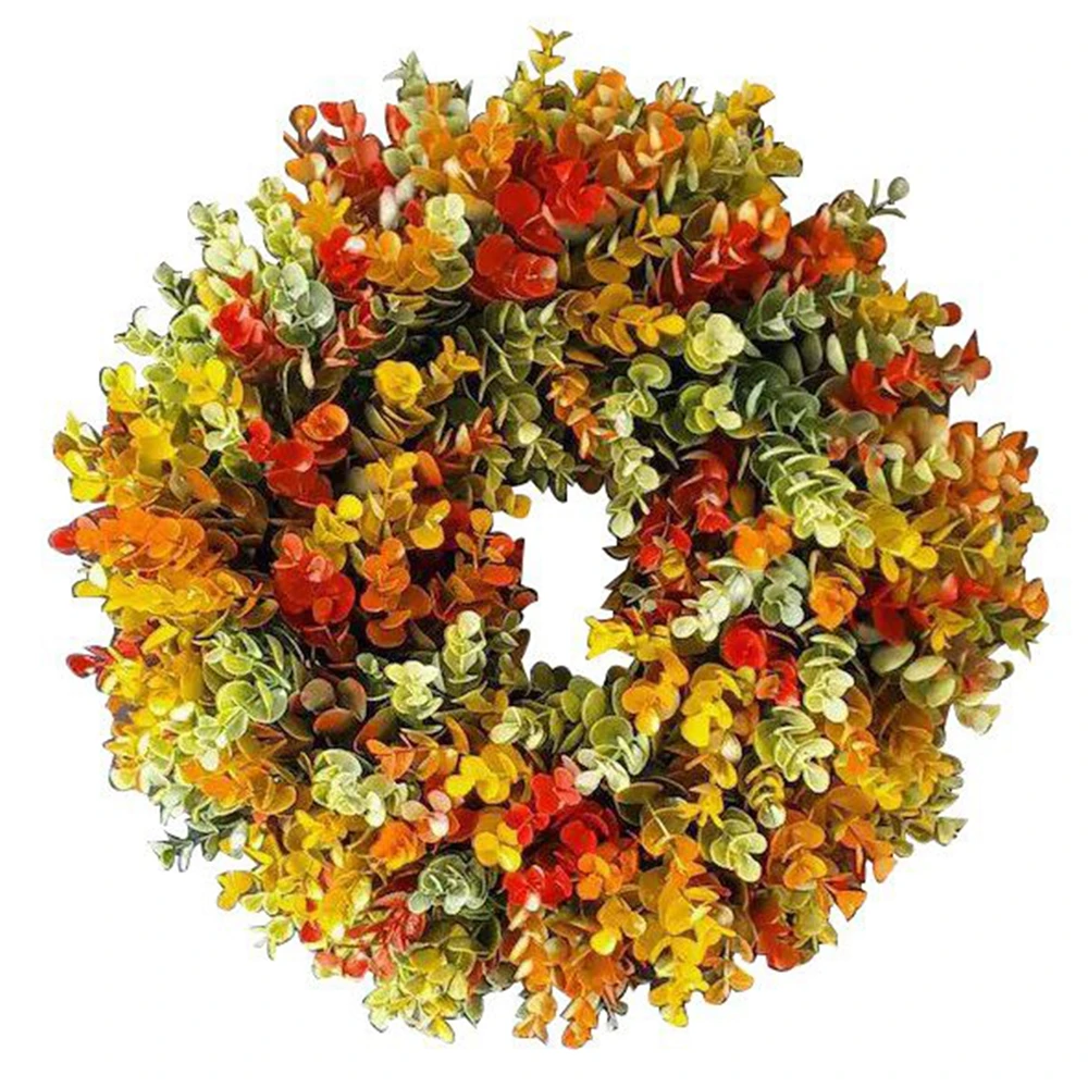 Autumn Eucalyptus Wreath Artificial Plants Wreaths for Front Door Window Farmhouse Decor Christmas Decorations for Home Garden