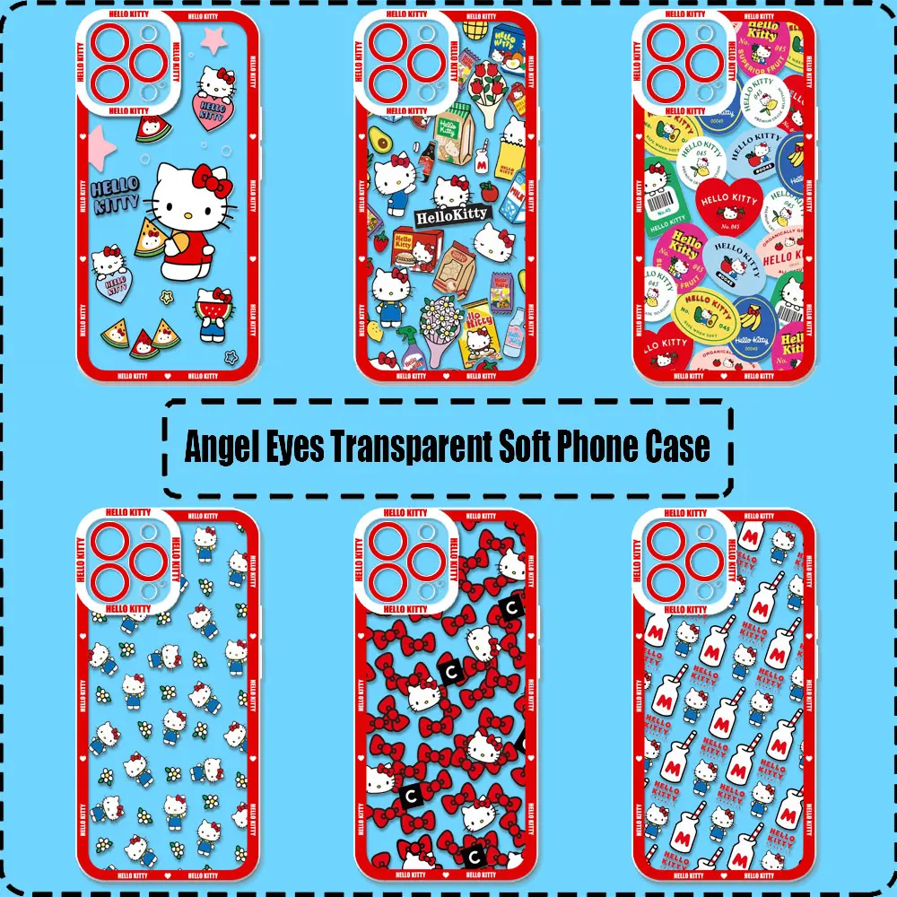 Hello Kitty Bow Full KT Cat Case For Samsung Galaxy S25Ultra S24 S23 S21 S20 Fe S10 Plus S25 S24 Ultra Cqoues Transparent Cover