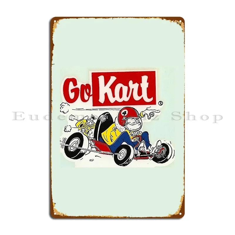 Qvhk Go Kart Metal Plaque Wall Decor Customized Wall Retro Design Pub Tin Sign Poster