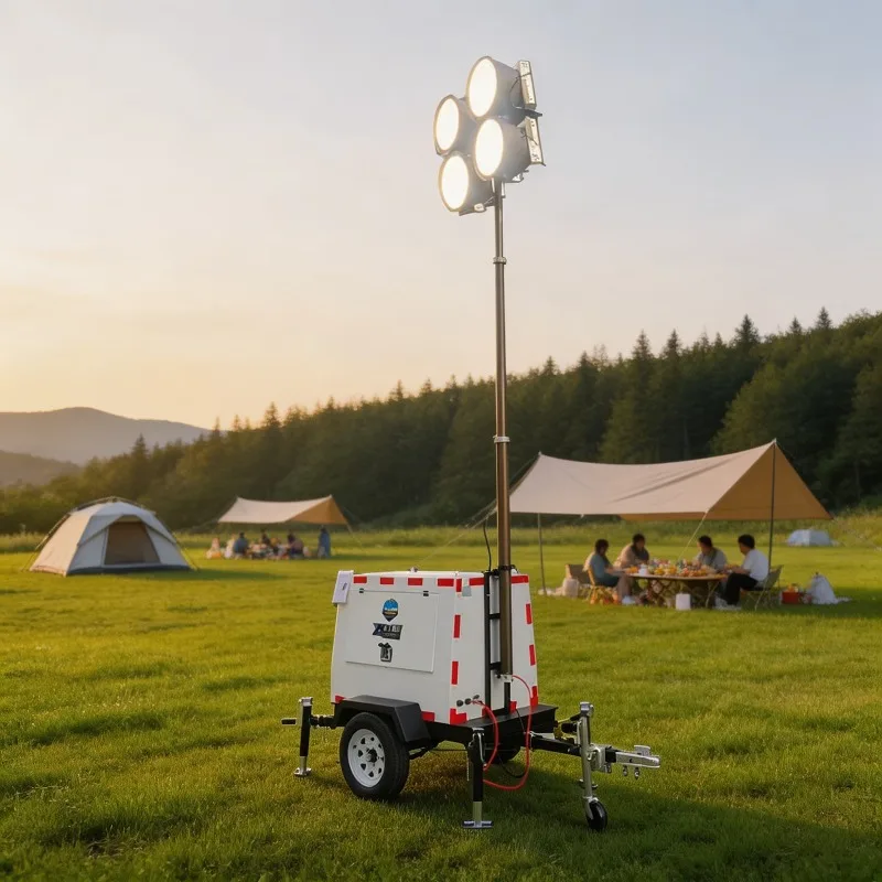 Industrial LED Light Tower 6m Manual Lift Customized Portable Design Outdoor Emergency Rescue
