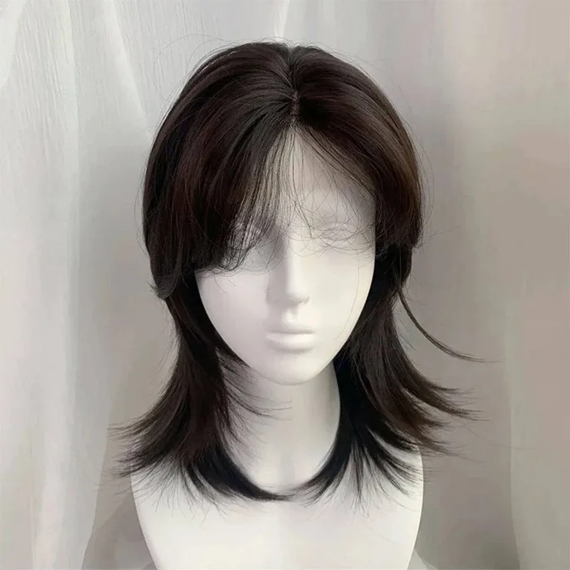 Lolita peruca sintética testa laço lobo cauda curto cabelo encaracolado prata cinza camadas diariamente fofo peruca cabeça cheia unisex diário hallo