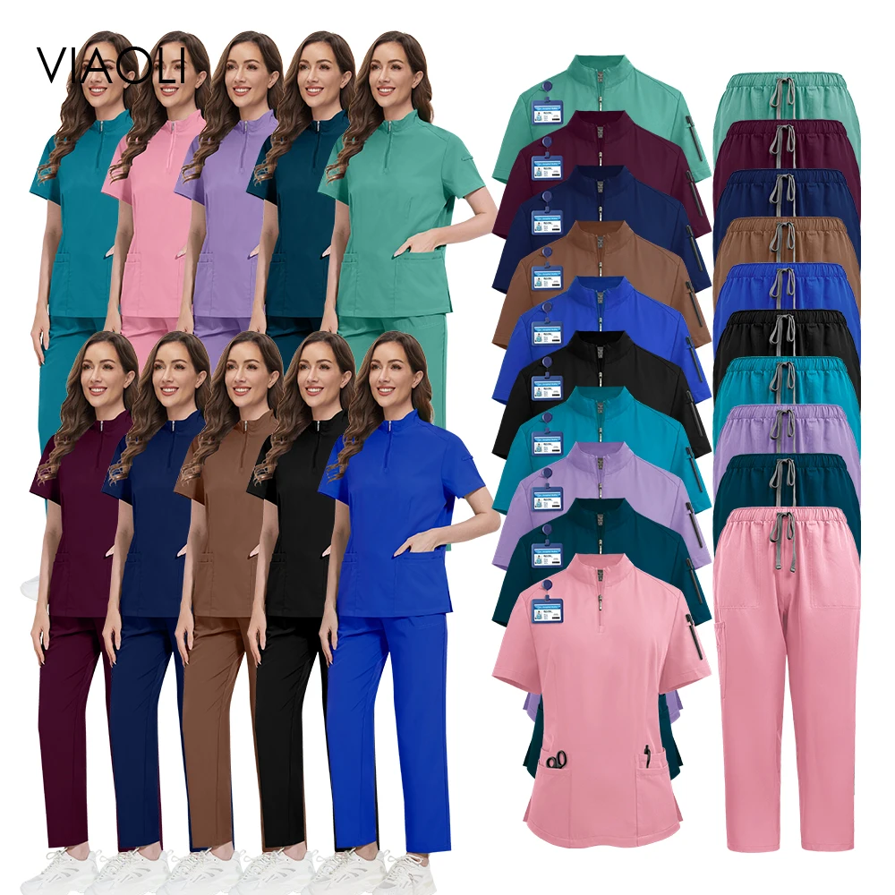 

Women Beauty Work Clothes Hospital Medical Scrubs Set Doctor Dentist Overalls Nurse Workwear Pharmacy Lab Work Accessories Suit