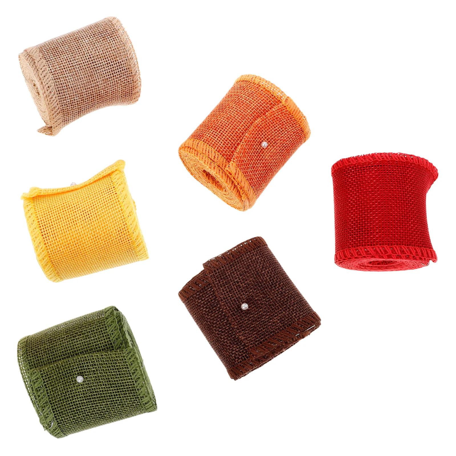 

6pcs 6 Rolls Linen Christmas Decoration 6cm DIY Christmas Festival Ribbon Ribbon for Wreaths Craft Burlap Wire Package Holiday