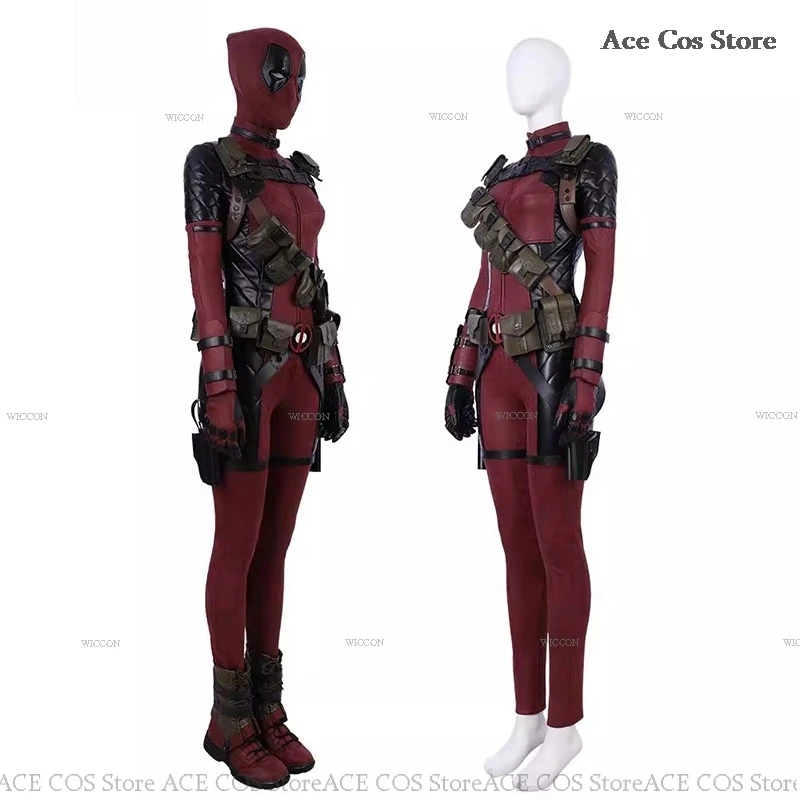 Lady Dead Cosplay Jumpsuit Wade SuperHero Gender Swap Pool Halloween Party Deaddpool Mask Cosplay Costume Prop Mask Movie Female