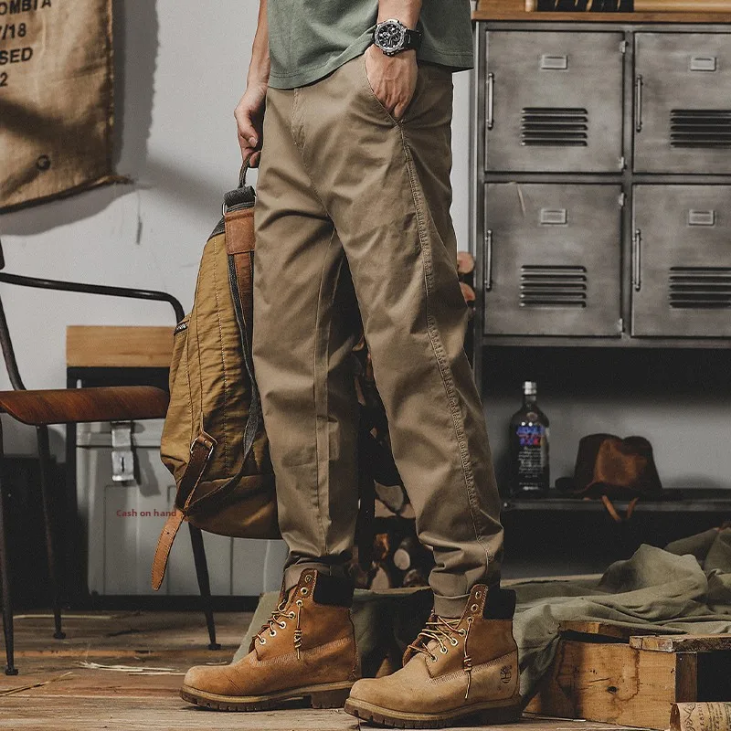 

Брюки для рабочей одежды в стиле ретро в американском стиле, мужские прямые базовые простые осенние повседневные брюки, универсальные брюки с конусом апей