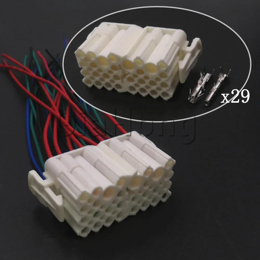 1 Set 29 Ways AC Assembly Automobile Unsealed Composite Connector White Auto Parts Car Wiring Terminal Socket