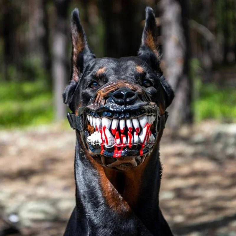 Imagem -02 - Focinho de Cachorro Assustador Sorridente Máscara Engraçada Anti-mordida Fantasia à Prova Dágua Focinho Pitbull Cachorro Assustador Cachorro Assustador Barker para Cachorro de Halloween