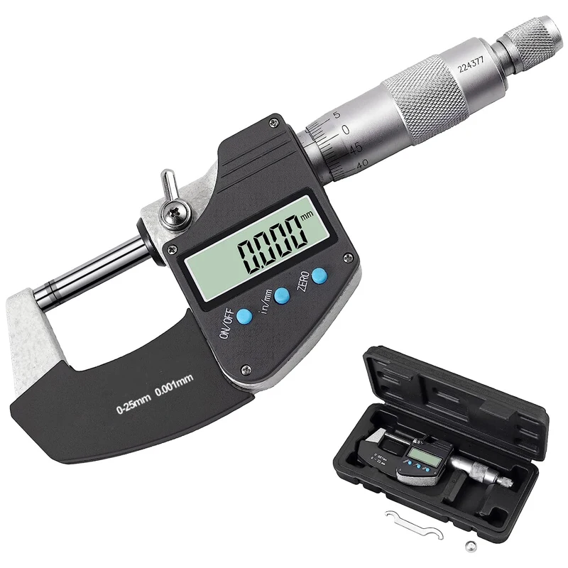 0-25mm Digital Micrometer Teaching Quality Control Instrument With Spiral Screw Gauge 0.001 Mm Resolution Measuring Tools