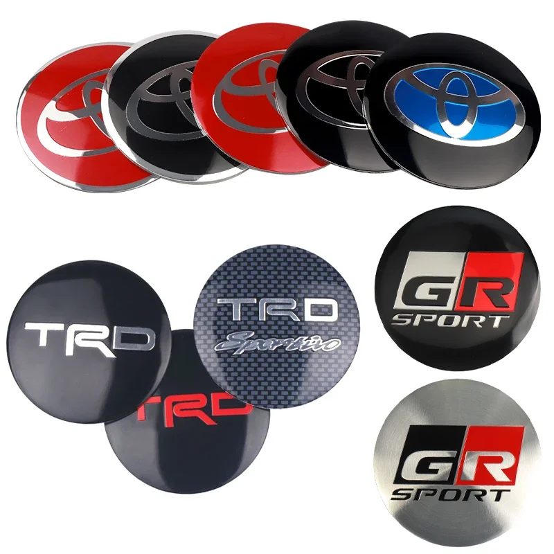 4Pcs 56MM Car Styling Aluminum Wheel Center Hub Caps Stickers For Toyota Rav4 Corolla Camry Aqua Yaris Cross Auris TRD GR Sport view 4