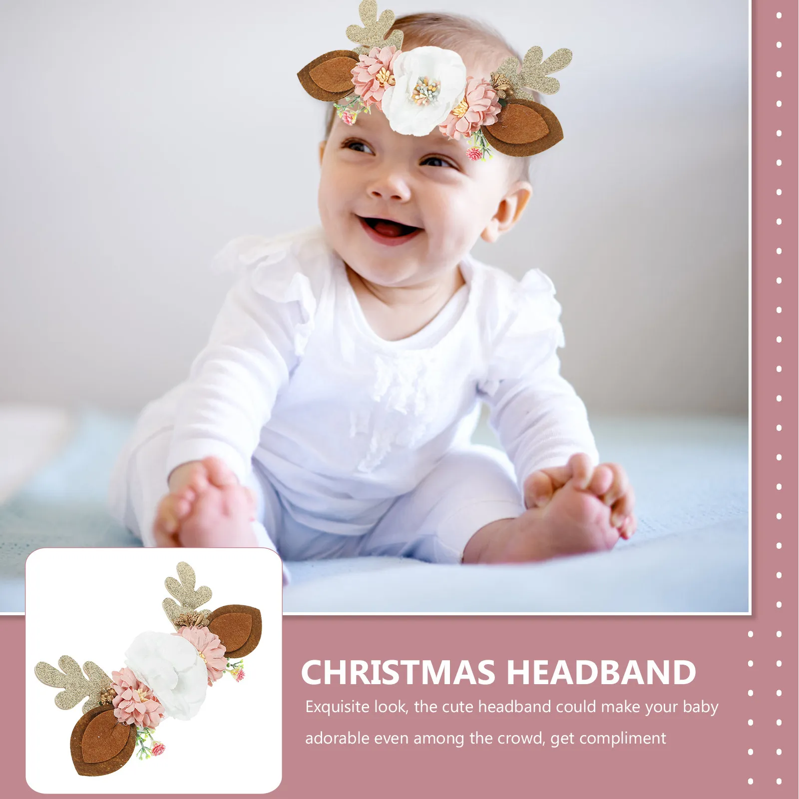 

Xmas Antler Headband for Baby Toddler Elastic Elk Ears Christmas Deer Horn Hairband Cute Decorative Headband Birthday Party Xmas