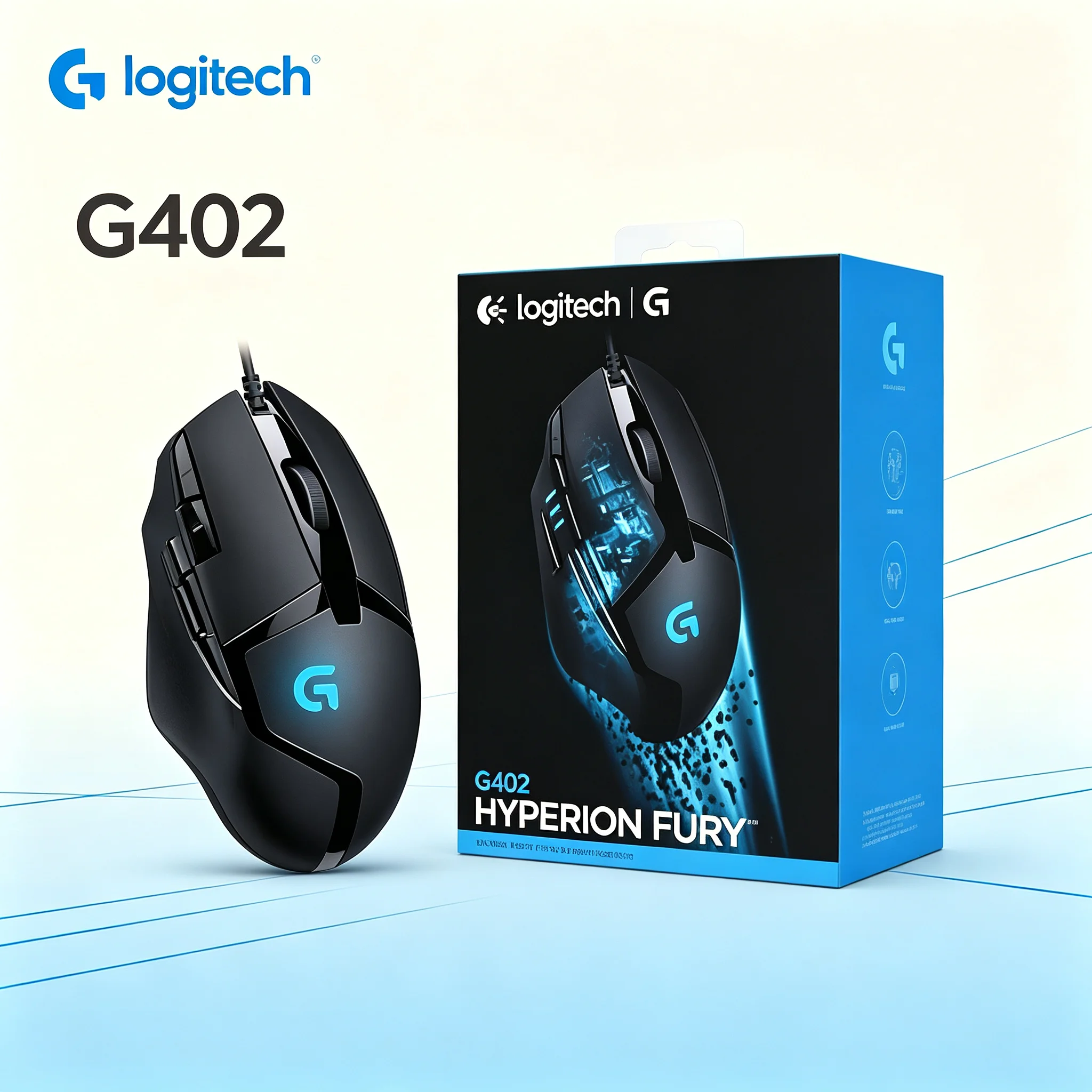 Logitech G402 Wired Gaming Mouse Custom Profile Setting RGB Illuminated G‑Logo High‑Precision Sensor For Windows PC