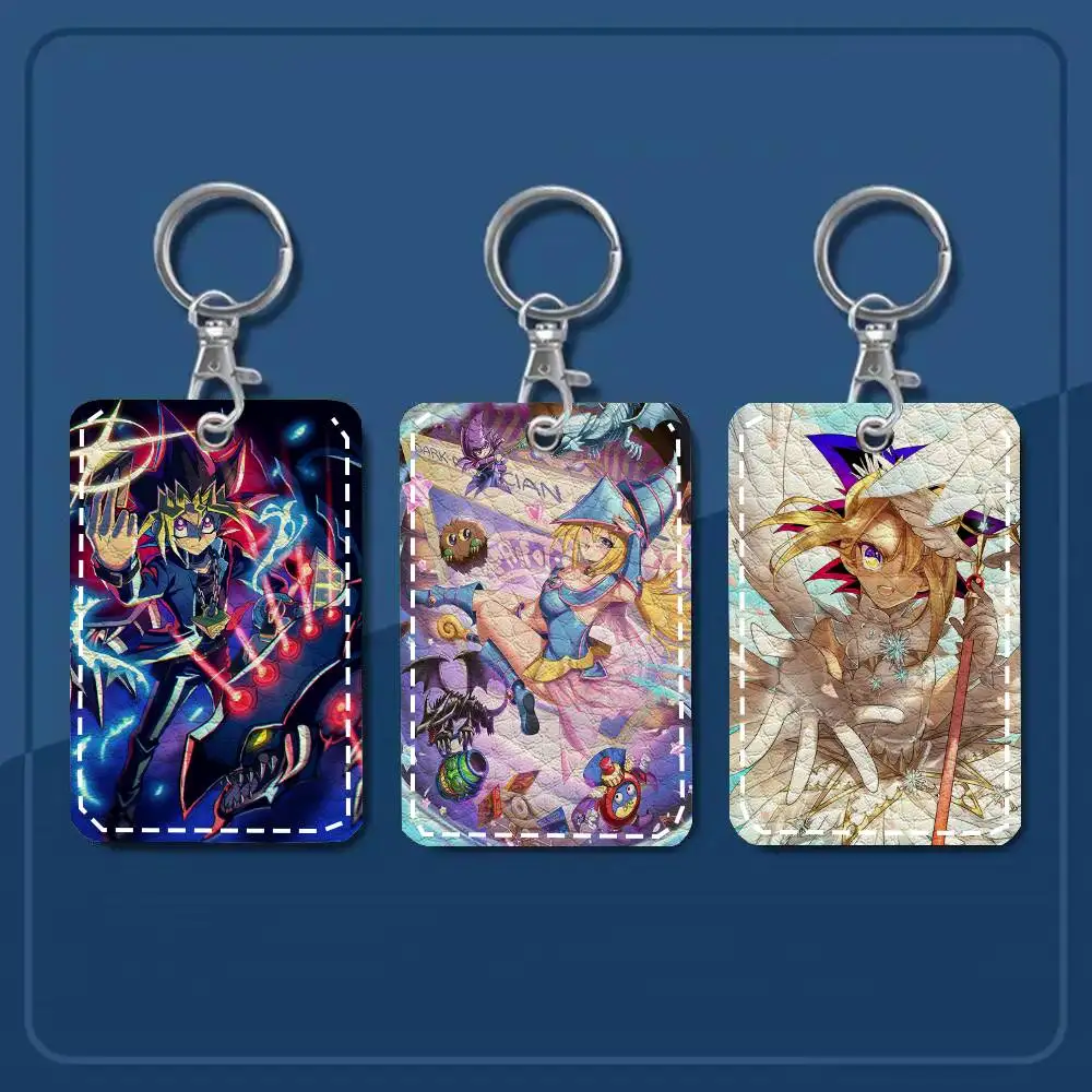 Yu-Gi-Oh Card Case Keychain Access Card Bag Key Tag Ring Leather Card Holder Key Ring Access