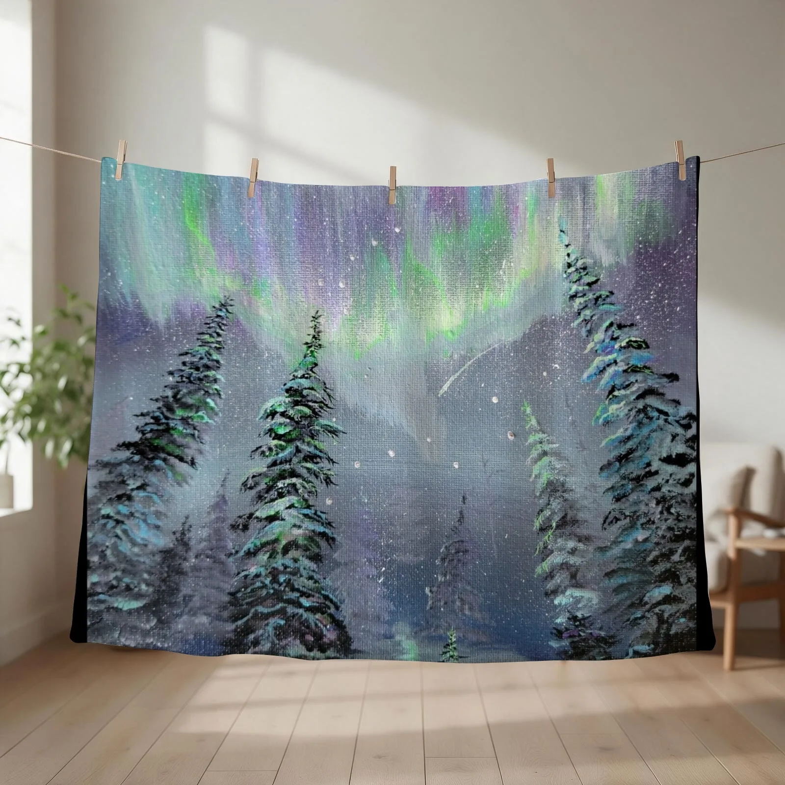 Winter Northern Lights Throw Blanket Soft Plush Plaid blankets and throws Beautifuls Bed Fashionable Blankets