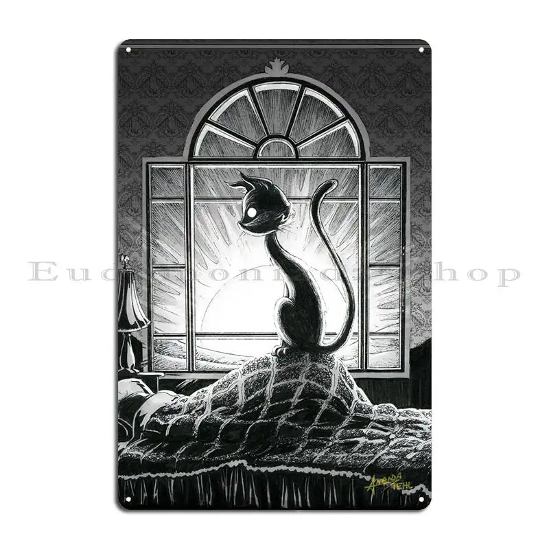 Boo Kitty Greets Morning Metal Sign Poster Plates Classic Club Cinema Printed Tin Sign Poster