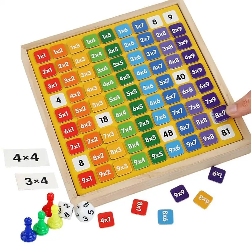 Wooden Multiplication Game Preschool Magnet Learning Toy Interactive Multiplication Board Game Math Learning Educational Toy For