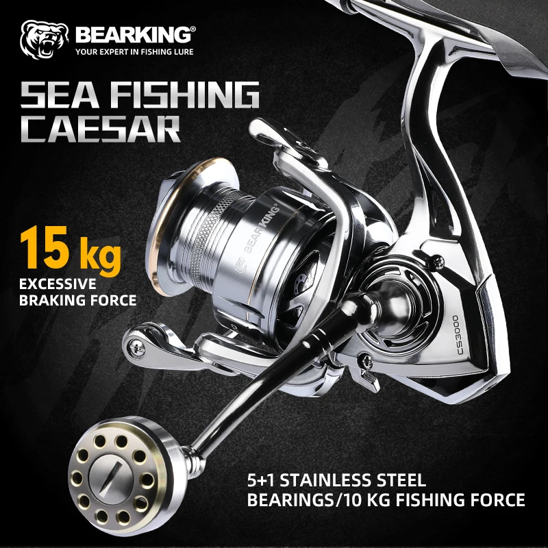 BEARKING CAESAR series 5 + 1BB cuscinetti in acciaio inossidabile sistema di azionamento 5.2:1 mulinello da pesca 15Kg mulinello da pesca rotante di potenza massima