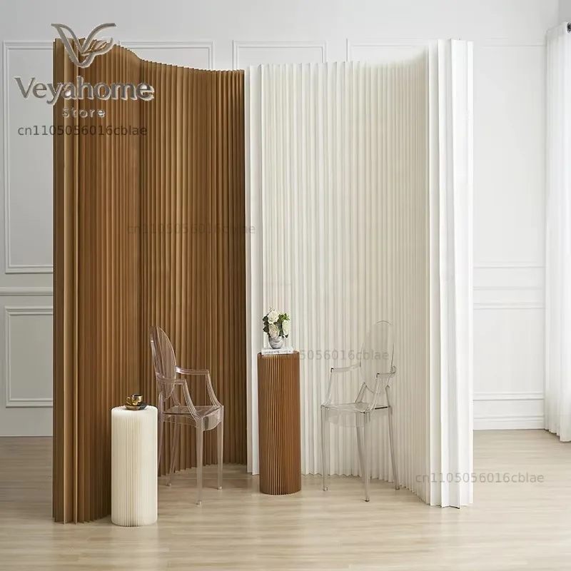 Flexible Foldable Paper Room Divider, Bendable Accordion Privacy Screen Partition for Home & Office Decor