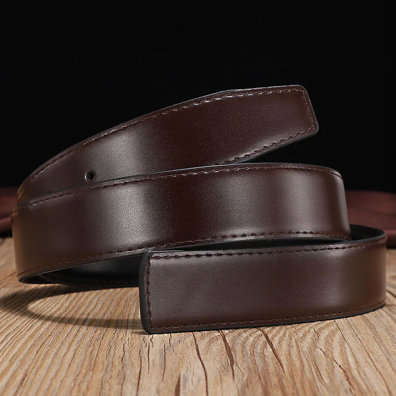 New Double-sided Cow Reversible Leather No Buckle Wide Belt Without Automatic Buckle High Quality Double light Belt