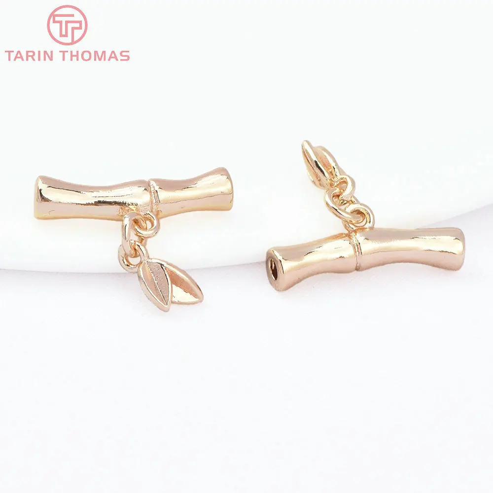 (8488) 4PCS 3x15.5MM 24K  Gold Color Brass Bamboo Joint Shaped Curved Bracelet Tube Connector High Quality Jewelry Accessories