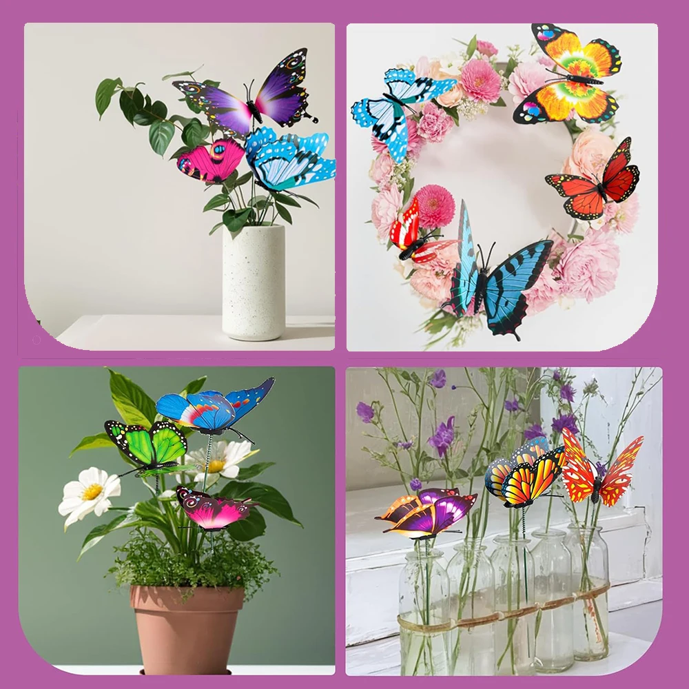 25 Butterfly Garden Decorations 2.8In Waterproof Butterfly Garden Stakes Garden Party Decorations Yard Outdoor Garden Decor